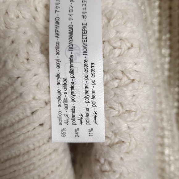 Zara Sweater Womens Large Gold Metallic Knit Oversized Pullover Crewneck Chunky - Picture 16 of 16